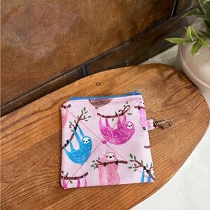Sloth Print Pink Coin Pouch